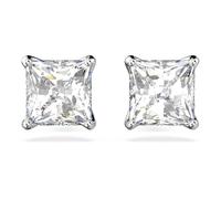 Swarovski Attract stud earrings, Square cut, White, Rhodium plated