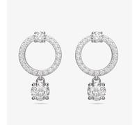 Swarovski Attract White Crystal Circle Earrings 5563278 In Silver Silver