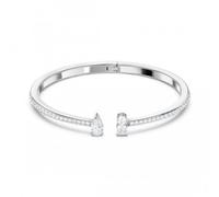 Swarovski Attract White Rhodium Plated Cuff Bangle - Contemporary Appeal | - Size S - Swarovski Crystal / Rhodium Plated