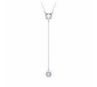 Swarovski Attract Y Pendant Necklace, Blue Round-Cut Stones in a Rhodium-Finished Setting, Part of the Attract Collection
