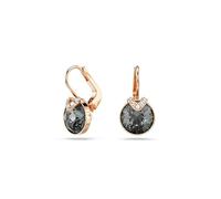 Bella V drop earrings, Round cut, Grey, 18K rose gold finish