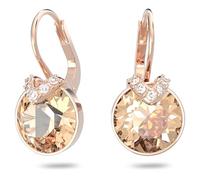 Swarovski Bella Drop Pierced Earrings, with Pink Crystals, Rose-Gold Tone Plated Setting and Clear Crystal Pavé, a Part of the Bella Collection