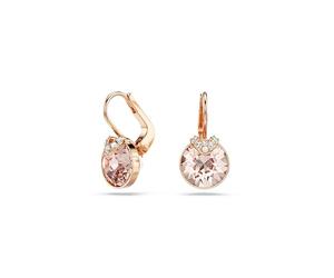 Swarovski Bella Drop Pierced Earrings, with Pink Crystals, Rose-Gold Tone Plated Setting and Clear Crystal Pavé, a Part of the Bella Collection