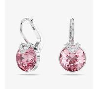 Swarovski Bella V Drop Earrings, Pink Round-Cut Crystals in a Rhodium-Finished Setting, Part of the Swarovski Bella Collection