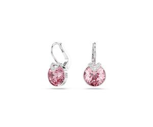 Swarovski Bella Silver Tone & Pink Crystal V Drop Earrings