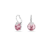 Swarovski Bella V Drop Earrings, Pink Round-Cut Crystals in a Rhodium-Finished Setting, Part of the Swarovski Bella Collection