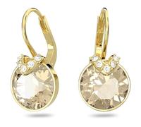 Swarovski Bella V drop earrings, Round cut, Gold-tone plated