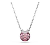 Swarovski Bella V Pendant Necklace, Pink Round-Cut Crystal in a Rhodium-Finished Setting, Part of the Bella Collection