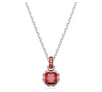 Swarovski Birthstone pendant, Square cut, July, Red, Rhodium plated