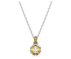 Swarovski Birthstone pendant, Square cut, November, Yellow, Rhodium plated