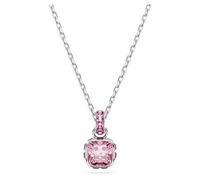 Swarovski Birthstone pendant, Square cut, October, Pink, Rhodium plated