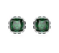 Swarovski Birthstone Rhodium Plated Green Square Cut May Stud Earrings - Crystal / Rhodium Plated