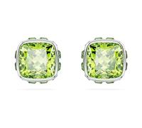 Swarovski Birthstone Stud Earrings Square Cut August Green Rhodium Plated One Size Brass Cubic Zirconia Crystal Cubic Zirconia