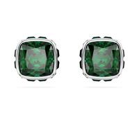 Swarovski Birthstone Rhodium Plated Green Square Cut May Stud Earrings - Crystal / Rhodium Plated