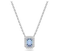 Swarovski Blue Pendant Necklace, Blue Octagon Cut Crystal in Rhodium Plated Setting, from the Millenia Collection