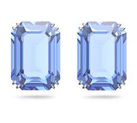 Swarovski Millenia stud earrings Octagon cut crystals Blue Rhodium plated