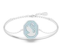 Swan bangle, Swan, Blue, Rhodium plated