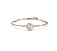 Una bangle, Clover, White, Rose gold-tone plated