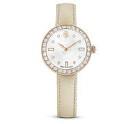 Swarovski Certa watch, Swiss Made, Leather strap, Beige, Rose gold-tone finish