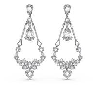 Swarovski Chandelier Clip On Earrings, White, Rhodium Plated