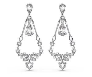 Swarovski Chandelier Clip On Earrings, White, Rhodium Plated
