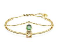 Swarovski Chroma Bangle Bracelet, Green and Amber Mixed-Cut Stones in a Gold-Tone Finished Setting, Part of the Chrome Collection
