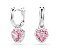 Swarovski Chroma Drop Earrings, Heart, Pink, Rhodium Plated
