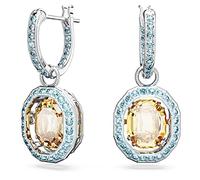 Swarovski Chroma drop earrings, Octagon cut, Multicoloured, Rhodium plated