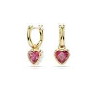 Swarovski Chroma Gold Red Heart Drop Earrings