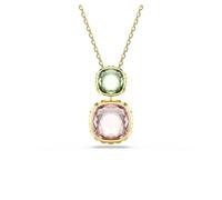 Swarovski Chroma Pendant Necklace, Multicoloured Cushion-Cut Crystals in a Gold-Tone Finished Setting, Part of the Chroma Collection