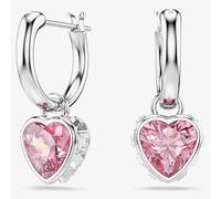 Swarovski Chroma Rhodium Plated Pink Heart Drop Earrings 5757814