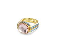 Swarovski Chroma ring, Cushion cut, Multicolored, Gold-tone plated, 60