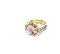 Swarovski Chroma ring, Cushion cut, Multicolored, Gold-tone plated