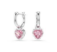 Swarovski Chroma Silver Pink Heart Drop Earrings