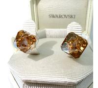 Swarovski Chroma Stud Earrings Gold Tone Yellow Crystal Geometric Spike 5613680