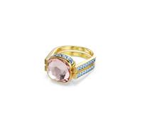 Swarovski Chroma Twist Cuff Bracelet, Cushion Cut Stones, Multi-Color Crystals, Gold Tone Finish Double Row Band, Size 52 (US Size 6), Crystal, Crystal