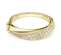 Swarovski Classica band ring, Round cut, White, Sterling silver, 18K gold finish