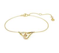 Swarovski Classica bracelet, Round cut, Interlocking, White, Sterling silver, 18K gold finish