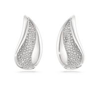Swarovski Classica clip earrings, Statement, Round cut, White, Sterling silver