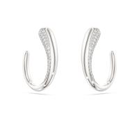 Swarovski Classica hoop earrings, Round cut, White, Sterling silver