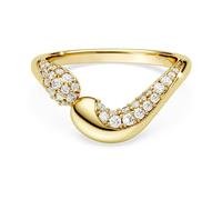 Swarovski Classica open ring, Round cut, White, Sterling silver, 18K gold finish