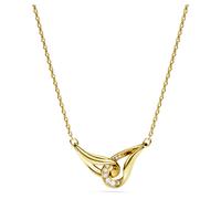 Swarovski Classica pendant, Round cut, Interlocking, White, Sterling silver, 18K gold finish