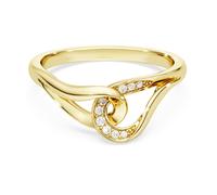 Swarovski Classica ring, Round cut, Interlocking, White, Sterling silver, 18K gold finish