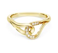 Swarovski Classica ring, Round cut, Interlocking, White, Sterling silver, 18K gold finish