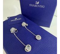 Swarovski Clip ON earrings Una Angelic drop Round cut White In Box