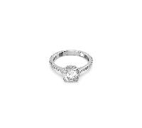 Swarovski Constella Cocktail Princess Cut Pavé White Rhodium Plated Ring - Size 55 - Swarovski Crystal / Rhodium Plated