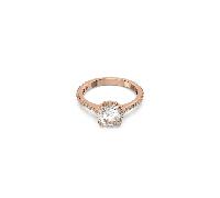 Swarovski Constella Cocktail Princess Cut Pavé White Rose Gold-Tone Plated Ring 5642646 - Size 58 - Swarovski Crystal / Rose Gold-tone Plated