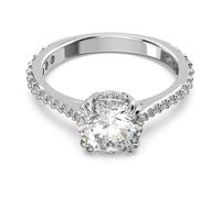 Swarovski Constella Cocktail Ring, White Princess Cut and Pavé Crystals in a Rhodium Plated Setting, from the Constella Collection, Size 60