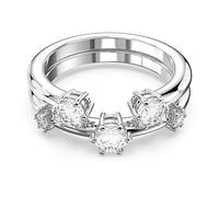 Swarovski Constella Set Round Cut White Rhodium Plated Ring - Bold - Size 55 - Swarovski Crystal / Rhodium Plated
