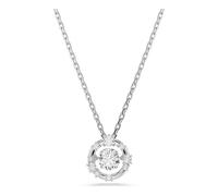 Constella pendant, Round cut, Dancing stone, White, Rhodium plated